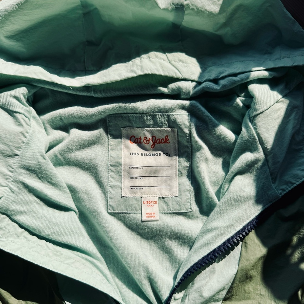 Cat & Jack l Mint and Navy l Popover Anorak Spring Windbreaker Jacket l Size: L - Picture 4 of 10